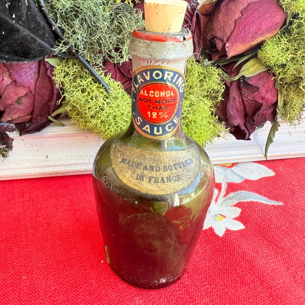 VTG Mini Green Glass Triple Sec Nipper Bottle